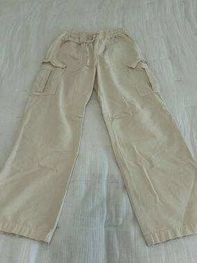 Aerie Cream Wide-Leg Cargo Pants